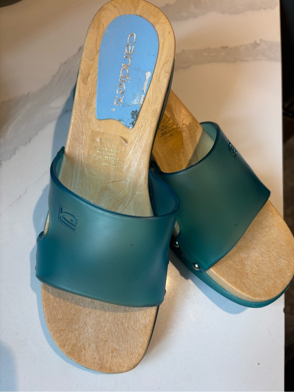 Candie's Teal Green Slide Mules